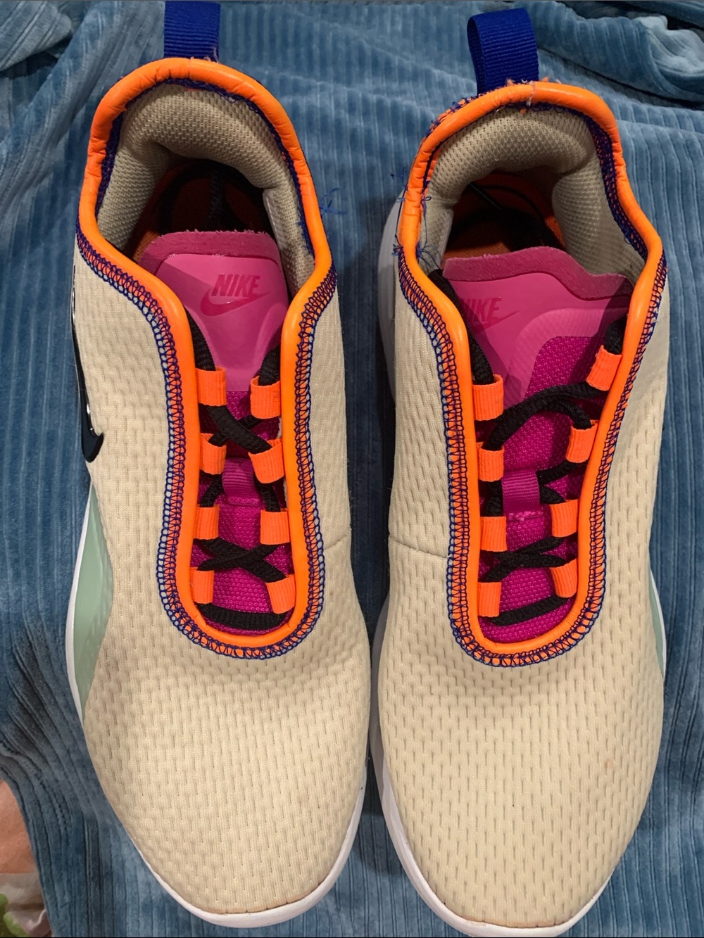 Nike Women’s Sneakers Cream with Pink and Orange Accents